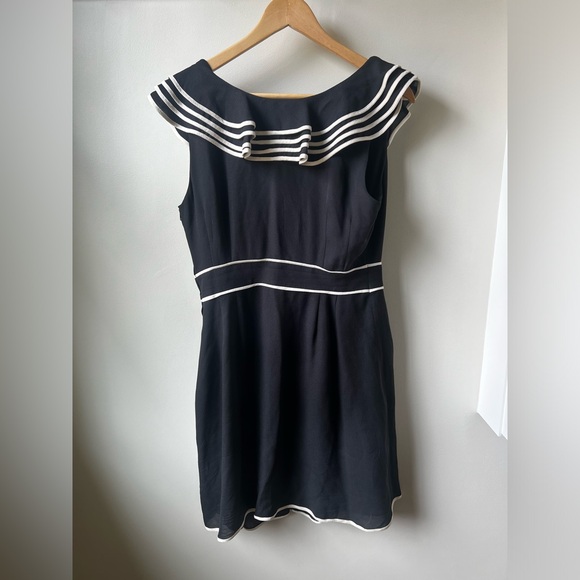 KATE SPADE Avery Ruffle Dress Silk Black White Luxury Babydoll Y2K Dressy 8 - Picture 2 of 7